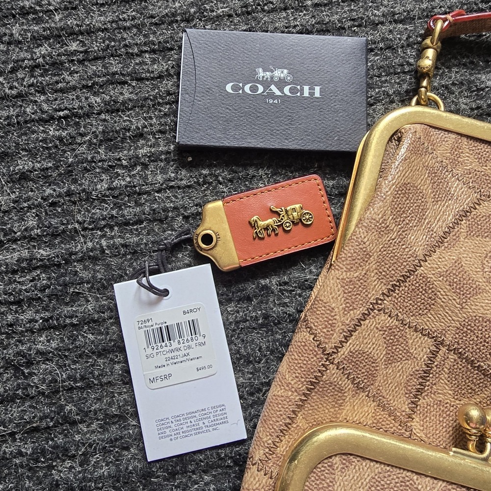 COACH DOUBLE FRAME KISSLOCK CROSSBODY WITH SIGNATURE PATCHWORK 69109 - Picture 2 of 12